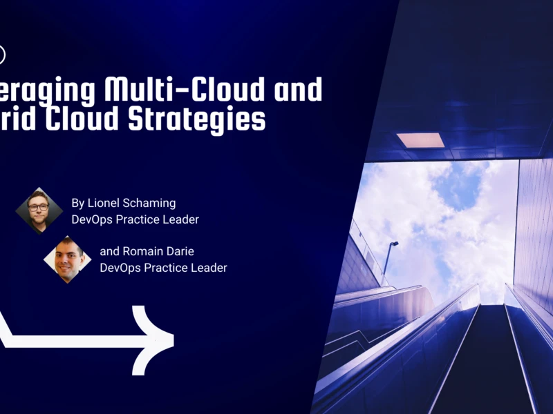 Illustration of multi-cloud and hybrid cloud strategy with interconnected cloud services enhancing performance, flexibility, and cost optimization.